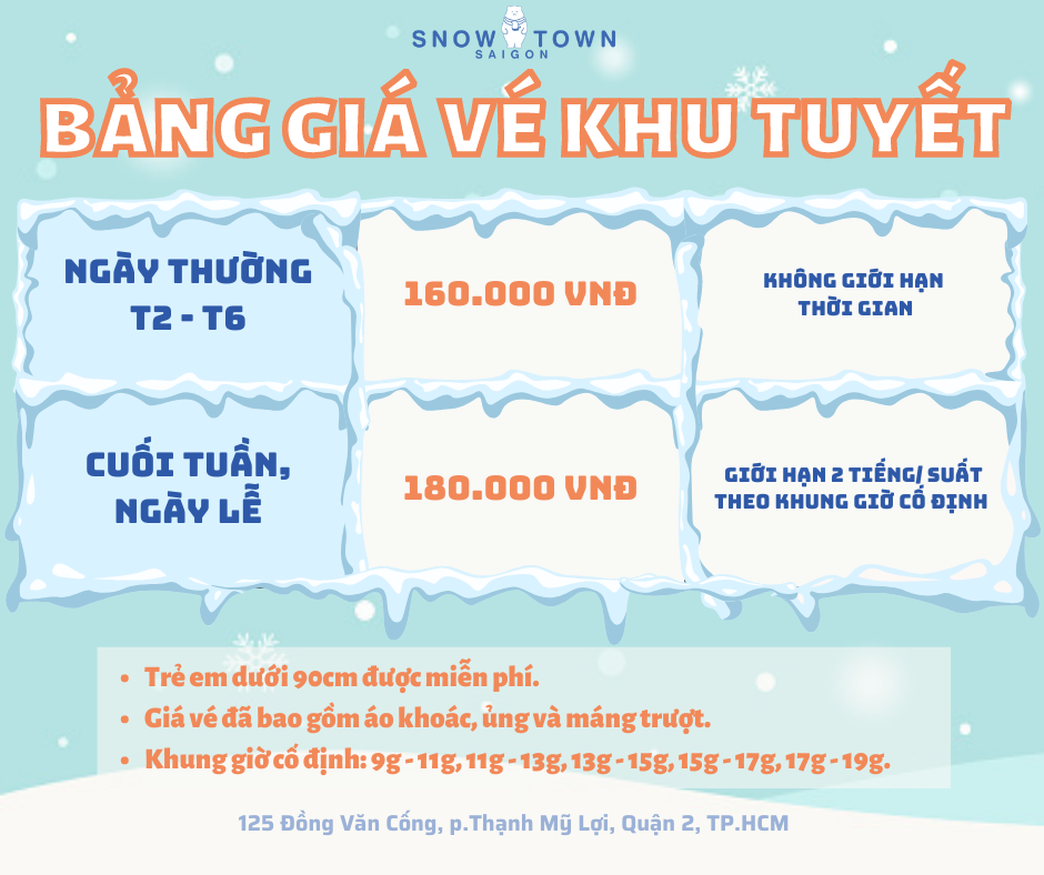 bảng giá vé khu tuyết