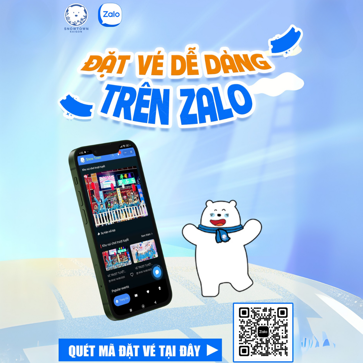 HƯỚNG DẪN ĐẶT VÉ SNOW TOWN TRÊN ZALO